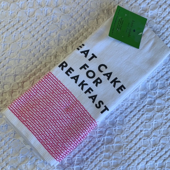 Kate Spade White Pink Kitchen  Towels Eat Cake For Breakfast - Picture 3 of 16